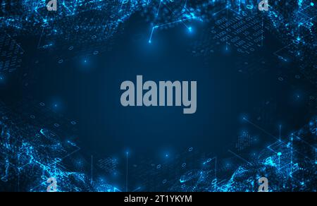 Information technology background using isometry and numbers. Stock Vector