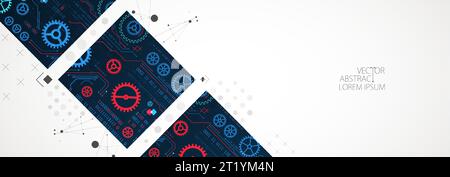 Abstract square background on technological and  scientific topics. Various techno details with using digital code. Vector format. Stock Vector