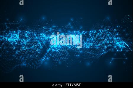 Information technology background using isometry and numbers. Stock Vector