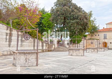 The Five Wells Square in the old town of Zadar, is one of the most iconic landmark of the city. Stock Photo