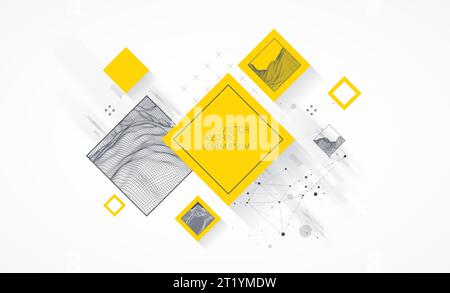 Modern science or technology elements in square. Trendy abstract background. Surface illustration. Vector. Stock Vector