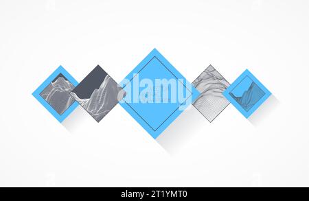 Modern science or technology elements in square. Trendy abstract background. Surface illustration. Vector. Stock Vector