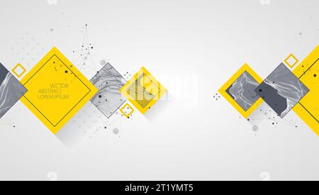 Modern science or technology elements in square. Trendy abstract background. Surface illustration. Vector. Stock Vector