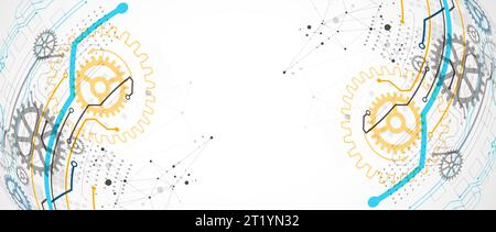 Abstract color vector background on a technological theme is created using many different technical elements. Global network concept. Stock Vector