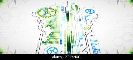Abstract color vector background on a technological theme is created using many different technical elements. Global network concept. Stock Vector