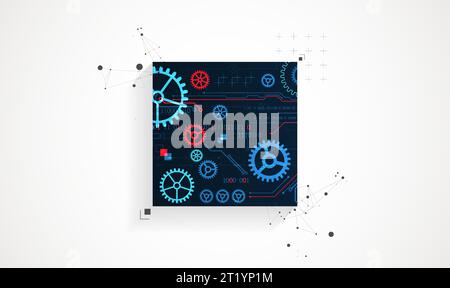 Abstract square background on technological and  scientific topics. Various techno details with using digital code. Vector format. Stock Vector