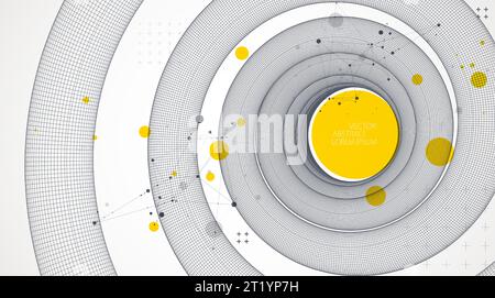 Modern science or technology art background. Vector wireframe spiral abstraction. Stock Vector
