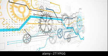 Abstract color vector background on a technological theme is created using many different technical elements. Global network concept. Stock Vector