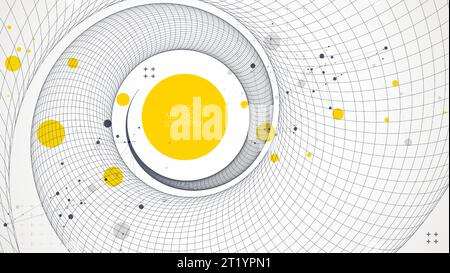 Modern science or technology art background. Vector wireframe spiral abstraction. Stock Vector