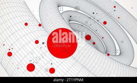 Modern science or technology art background. Vector wireframe spiral abstraction. Stock Vector