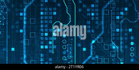 Abstract background on technological and scientific topics. Various techno details with using digital code. Vector format. Stock Vector