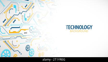 Vector perspective illustration, Hi-tech digital technology and engineering background Stock Vector