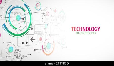 Vector perspective illustration, Hi-tech digital technology and engineering background Stock Vector