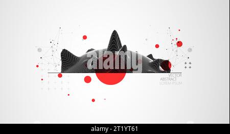 Modern science or technology art elements. Trendy abstract wireframe background. Surface illustration. Vector. Stock Vector