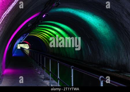 Falkirk, United Kingdom. 13 October, 2023 Pictured: The Roughcastle Tunnel, which carries canal boats along the Union Canal from the east of Scotland Stock Photo