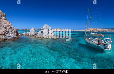 Maddalena Archipelago - a group of islands in the Straits of Bonifacio between Corsica (France) and northeast Sardinia (Italy). It consists of seven m Stock Photo