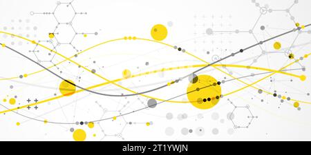 Science template. Background with lines of different colors with abstract elements. Vector illustration Stock Vector