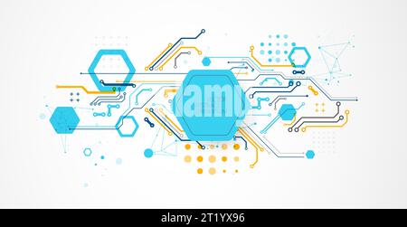 Abstract technology concept. Circuit board, high computer color background. Vector illustration with space for content, web - template, business tech Stock Vector