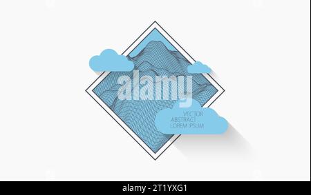 Wireframe landscape art background. Vector illustration. Stock Vector
