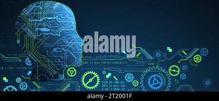 Artificial intelligence (AI) and big data concept. Machine cyber mind.  Technology vector background. Stock Vector