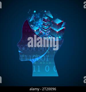 Artificial intelligence (AI) and big data concept. Machine cyber mind.  Technology vector background. Stock Vector