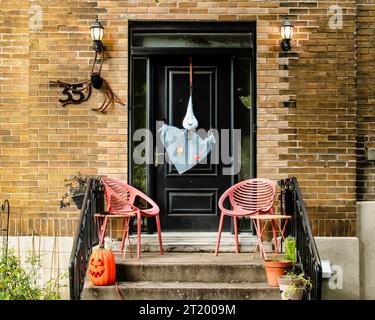 Halloween Decorations - Neighborhood scenes Stock Photo