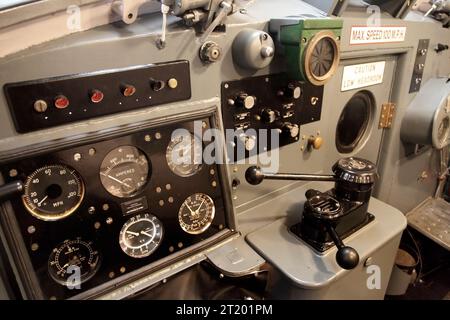 Driving position of preserved British Rail Class 55 'Deltic' diesel locomotive. Stock Photo