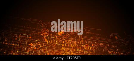 Abstract background on technological and scientific topics. Various techno details with using digital code. Vector format. Stock Vector