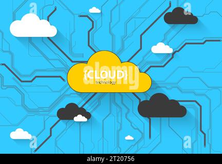 Cloud storage technology. Integrated digital web concept background. Stock Vector