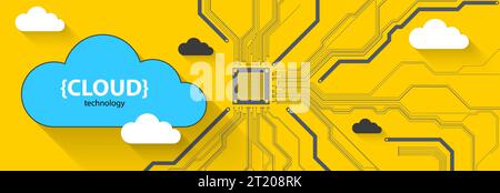 Cloud storage technology. Integrated digital web concept background. Stock Vector