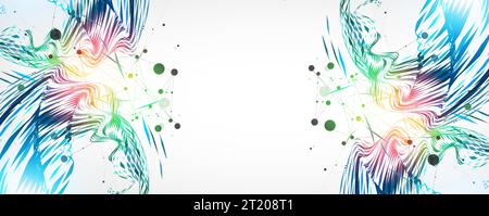Abstract particle vortex with plexus effect elements and Gradient background lighting. Stock Vector