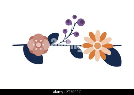Brown flower flat icon, plant nature, muted color chamomile on a white background, EPS 10 Stock Vector