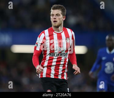 Mathias Jensen of Brentford. - Chelsea v Brentford, Premier League, Stamford Bridge Stadium, London, UK - 26th April 2023. Editorial Use Only - DataCo restrictions apply Stock Photo