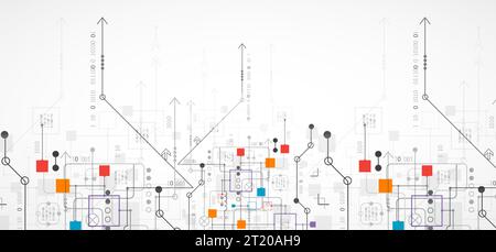 Abstract technology concept. Circuit board, high computer color background. Vector illustration with space for content, web - template, business tech Stock Vector