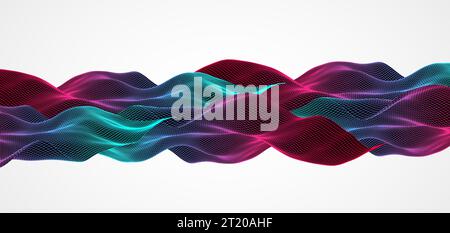 Abstract waves is made in a wireframe style. Template for science and technology presentation. Stock Vector