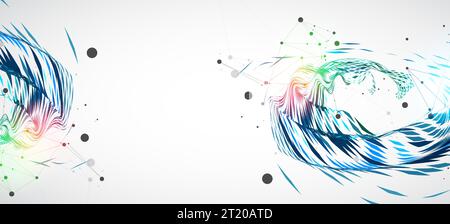 Abstract particle vortex with plexus effect elements and Gradient background lighting. Stock Vector