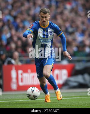 Solly March of Brighton & Hove Albion. - Brighton & Hove Albion v Manchester United, The Emirates FA Cup Semi Final, Wembley Stadium, London, UK - 23rd April 2023. Editorial Use Only - DataCo restrictions apply. Stock Photo