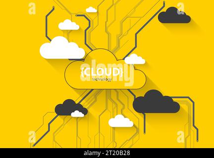 Cloud storage technology. Integrated digital web concept background. Stock Vector