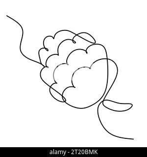Pine cone one line art. Continuous line drawing of new year, freezing, holidays, christmas, traditional, pine cone, nuts, decor, winter, pine, spruce. Stock Vector