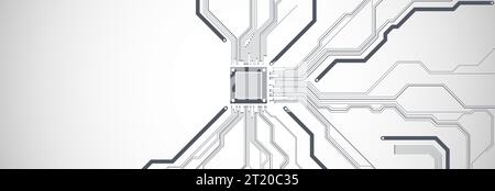CPU concept. Circuit board. Technology background. Stock Vector