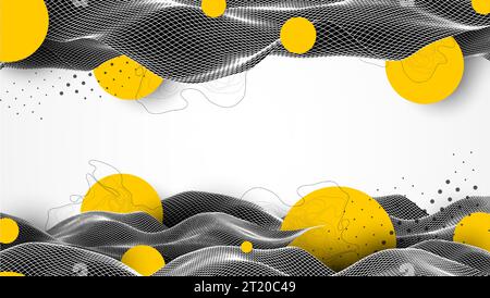 Abstract waves is made in a wireframe style. Template for science and technology presentation. Stock Vector
