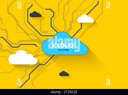 Cloud storage technology. Integrated digital web concept background. Stock Vector