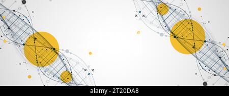 Abstract DNA background with plexus effect. Scientific and technological concept. Stock Vector
