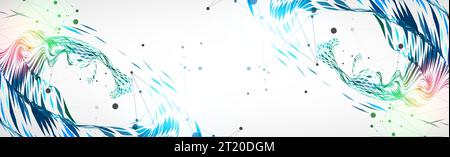 Abstract particle vortex with plexus effect elements and Gradient background lighting. Stock Vector