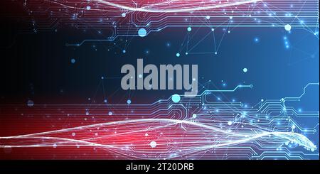Abstract background with plexus effect. Scientific and technological concept with the use of technical elements. Stock Vector