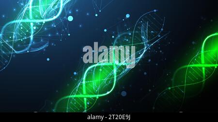 Abstract futuristic background for design works. Science template, wallpaper or banner with a DNA molecules. Stock Vector