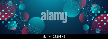 Abstract polygonal vector background with connecting dots and lines. Template for science and technology presentation. Plexus style. Stock Vector