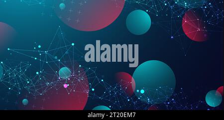 Abstract polygonal vector background with connecting dots and lines. Template for science and technology presentation. Plexus style. Stock Vector