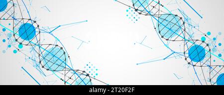 Abstract DNA background with plexus effect. Scientific and technological concept. Stock Vector