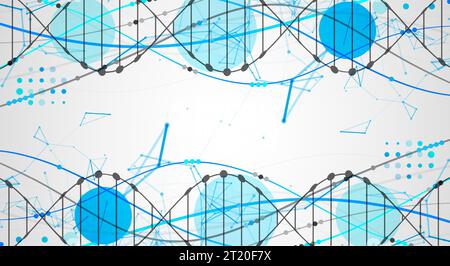 Abstract DNA background with plexus effect. Scientific and technological concept. Stock Vector